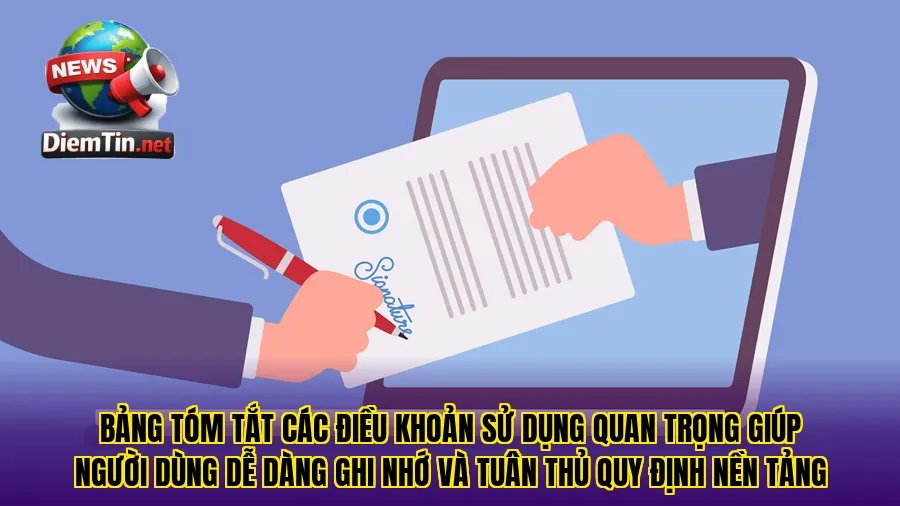Bảng tóm tắt các điều khoản sử dụng quan trọng giúp người dùng dễ dàng ghi nhớ và tuân thủ quy định nền tảng