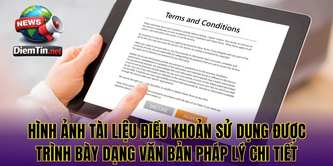 Hình ảnh tài liệu điều khoản sử dụng được trình bày dạng văn bản pháp lý chi tiết